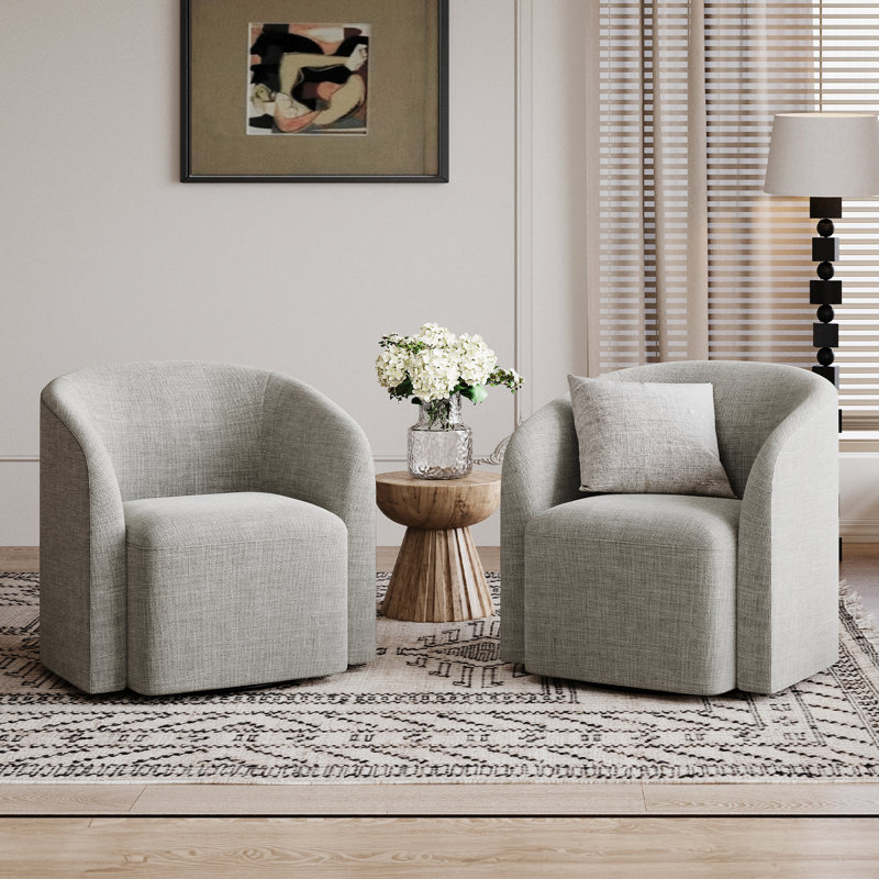 Fauteuil demi-tonneau pivotant à 360 degrés Avalos, Tissu gris