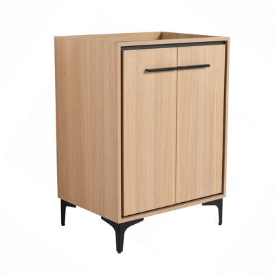  Meuble-lavabo de salle de bain sans lavabo supérieur, armoire de rangement moderne avec 2 portes à fermeture douce, meuble-lavabo simple