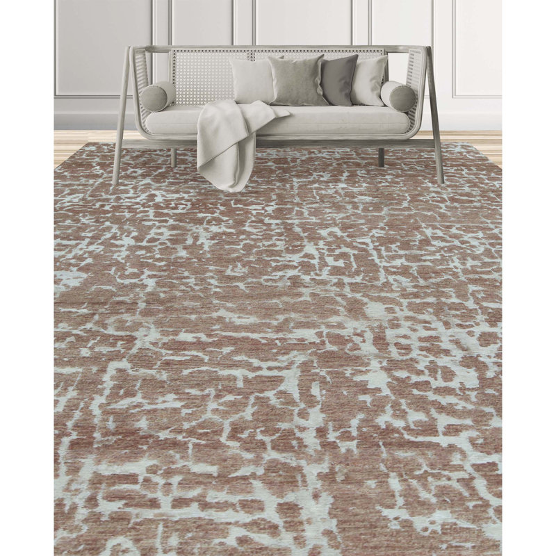 Wool Animal Print Area Rug in Rust/Blue