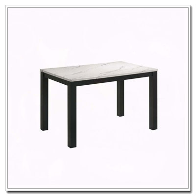 1Pc Black Faux Marble Black Finish Rectangular Dining Table Wooden Dining Room Furniture Modern Contemporary