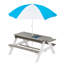 Table de pique-nique d'extérieur en bois avec parasol amovible - 31 tables de sable et d'eau multifonctionnelles, gris, bois naturel-1065397684