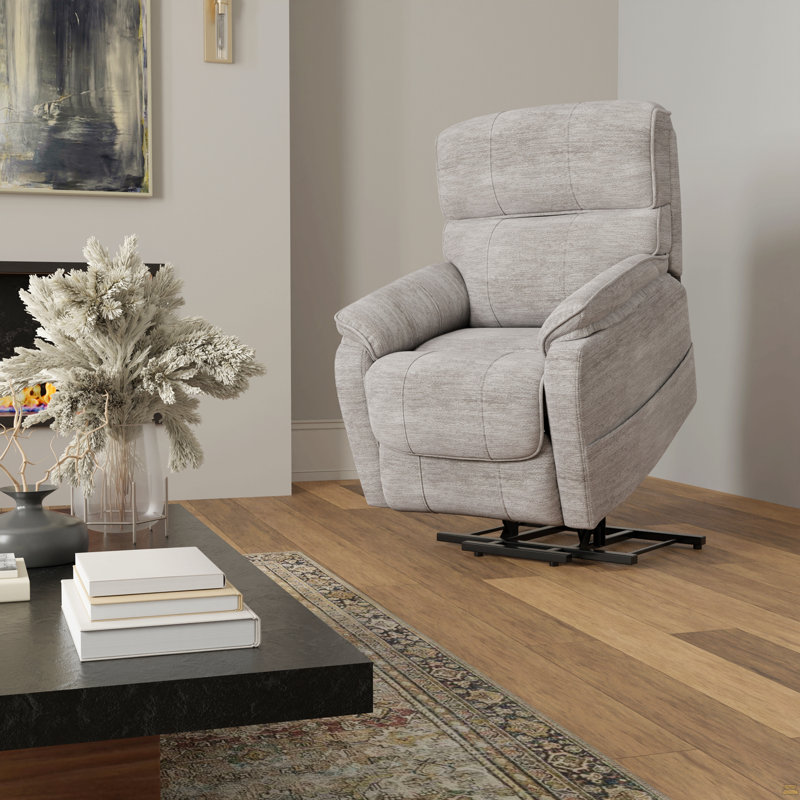 Fauteuil relevable moelleux en tissu colombe Lucie
