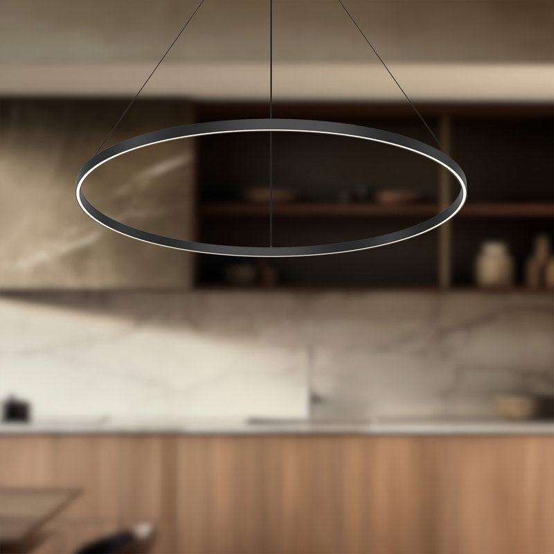 Luminaire suspendu 1 lumière Cerchio, Noir, H 1,5 po x l 47,25 po x P 47,25 po