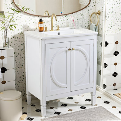 Meuble-lavabo 30 po Gambrell avec lavabo en céramique, deux portes à fermeture en douceur et tablette réglable