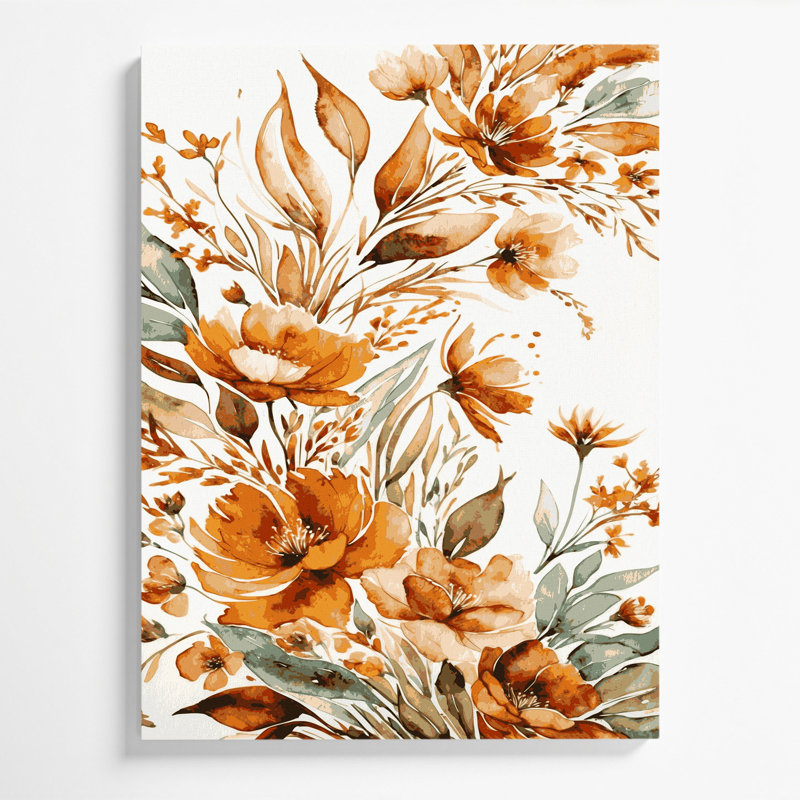 Aquarelle florale 56, art mural sur toile grise, H 11 po x l 14 po