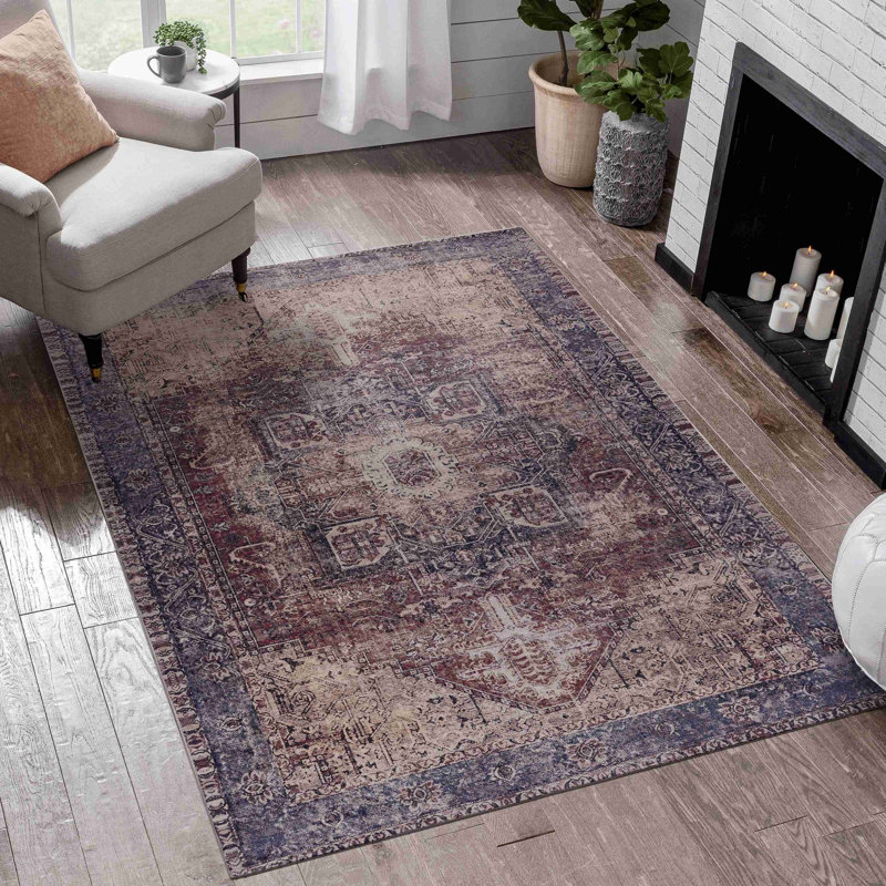 Washable Rug Area Rug, Rectangle 6' x 9'