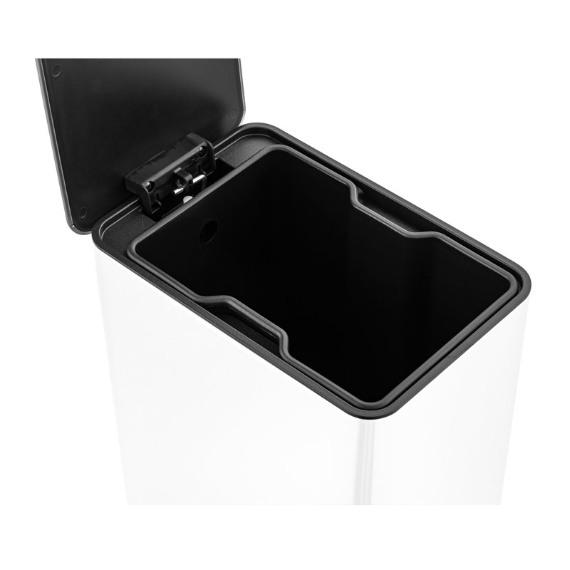 2.6 Gallon Stainless Steel Rectangular Step On Bathroom Trash Can, White