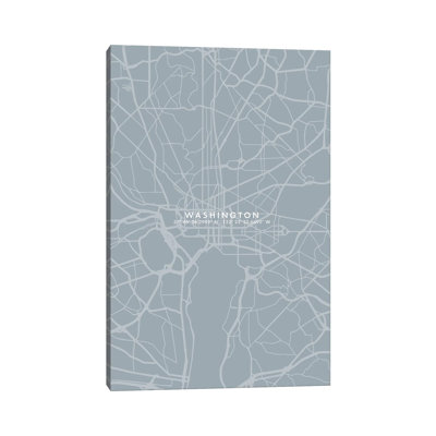 Washington City Map Simple Colour - Wrapped Canvas Print