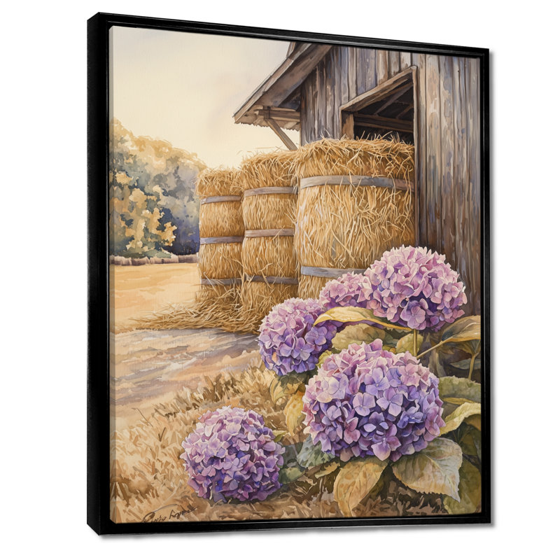 Décoration murale Isairis Hydrangeas In The Hayloft I - Hydrangea, Noir, Impression encadrée flottante, H 20 po x l 12 po