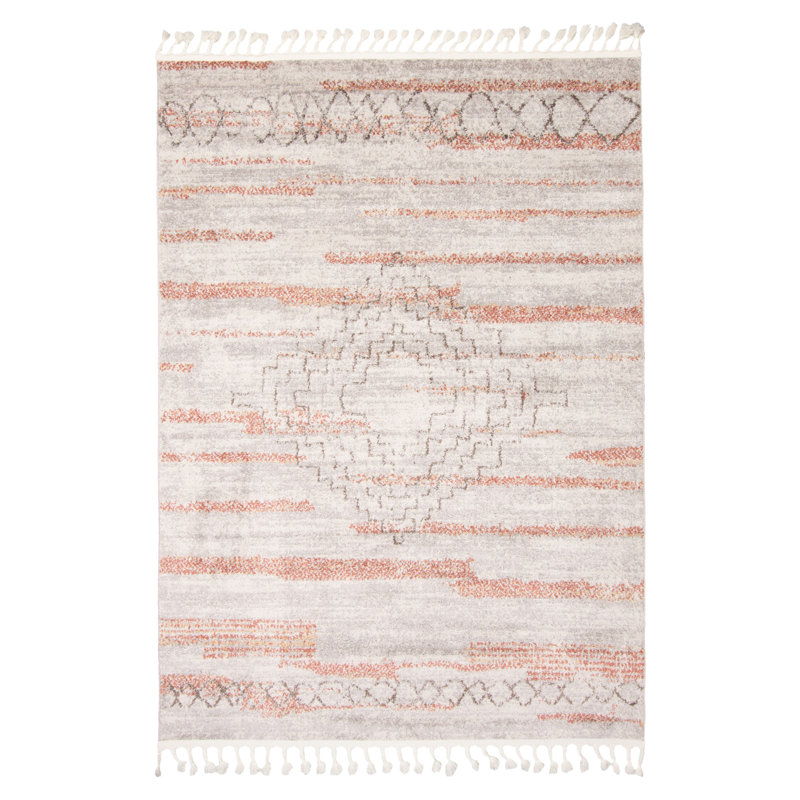 Tapis ivoire / cuivre Abdul-Rahim Aztec, Rectangle 7 pi 10 po x 10 pi 5 po