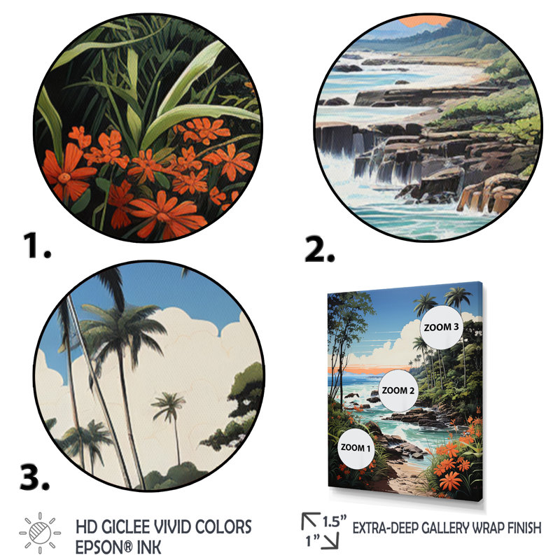 «Beinteinn Coastaltropical Tropical Paradise I», reproduction sur toile, Cadre photo argenté, H 32 po x l 24 po x P 1 po