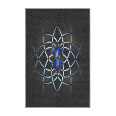 Tapis noir/bleu tissé à la machine
