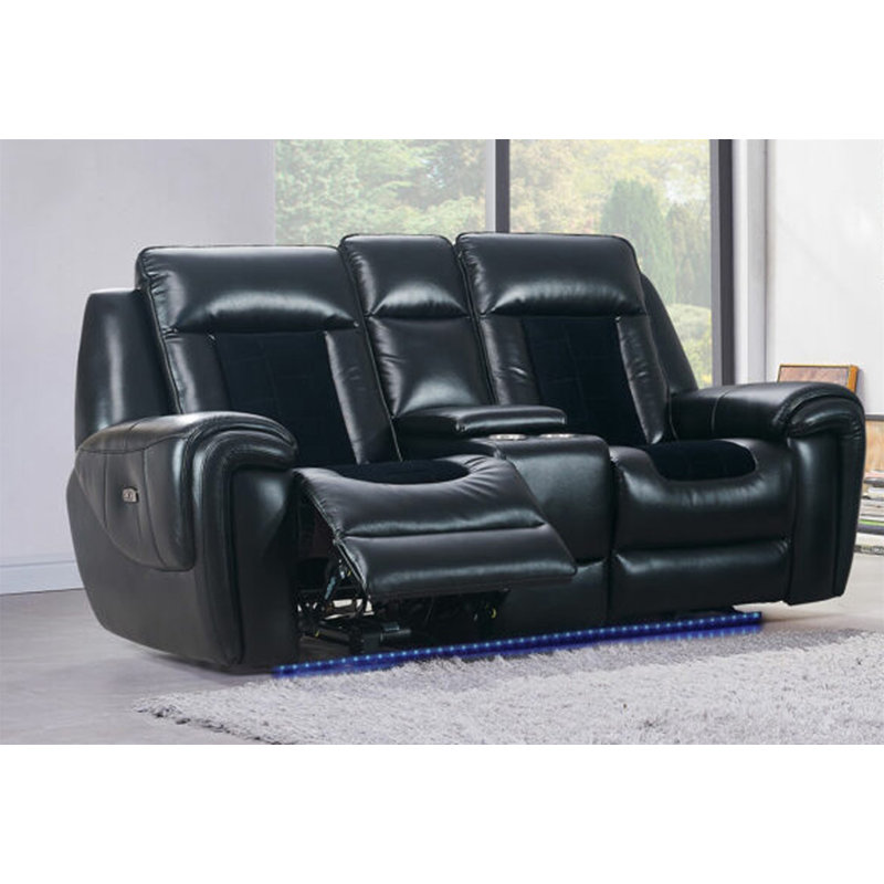 CLARK BLANCHE BLACK/VELVET POWER CONSOLE RECLINING LS WITH LED
