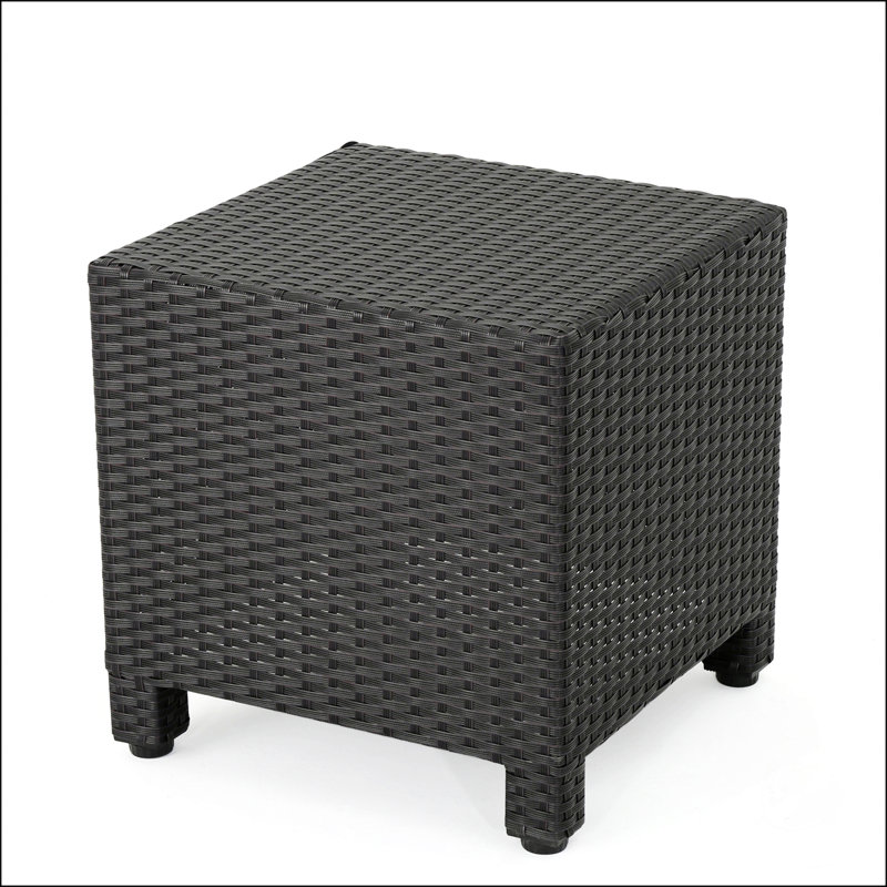 PUERTA Wicker Cube Side Table, Durable And Versatile For Outdoor Relaxation And Entertainment., Dark Brown