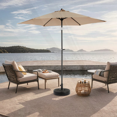 Parasol de table d'extérieur 9 pi avec parasol inclinable et manivelle (base non incluse)