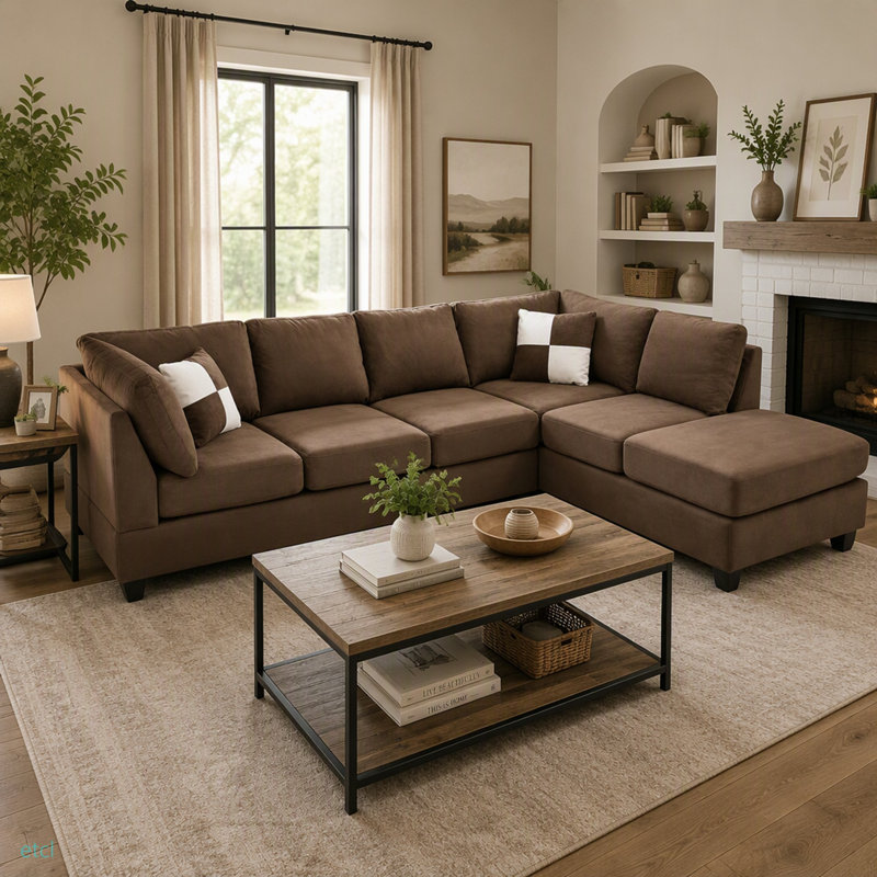 G635B-SC Sectional (Without Ottoman), Chocolate Microfiber