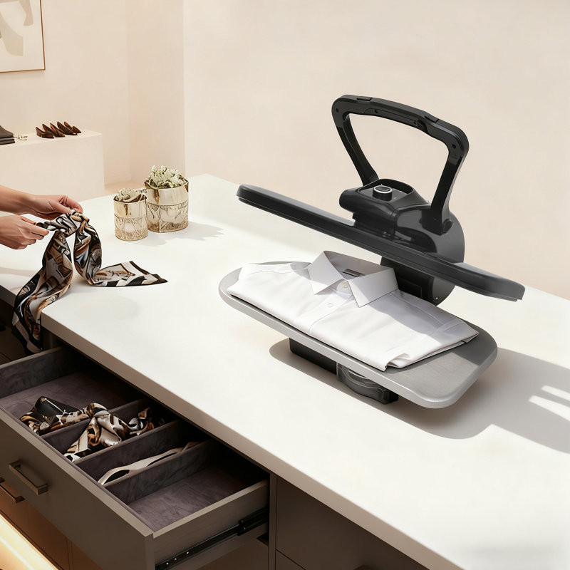 1600W Modern Tabletop Powerful Fabric Steam Ironing Press Machine With Multiple Fabric Settings Knob Control Black, Black
