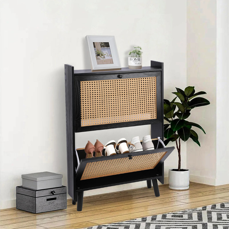 Armoire de rangement à chaussures en rotin