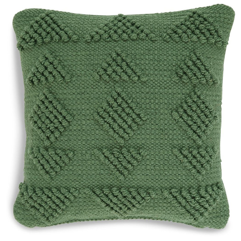 Green Handwoven Geometric 16" Square Indoor/Outdoor Pillow