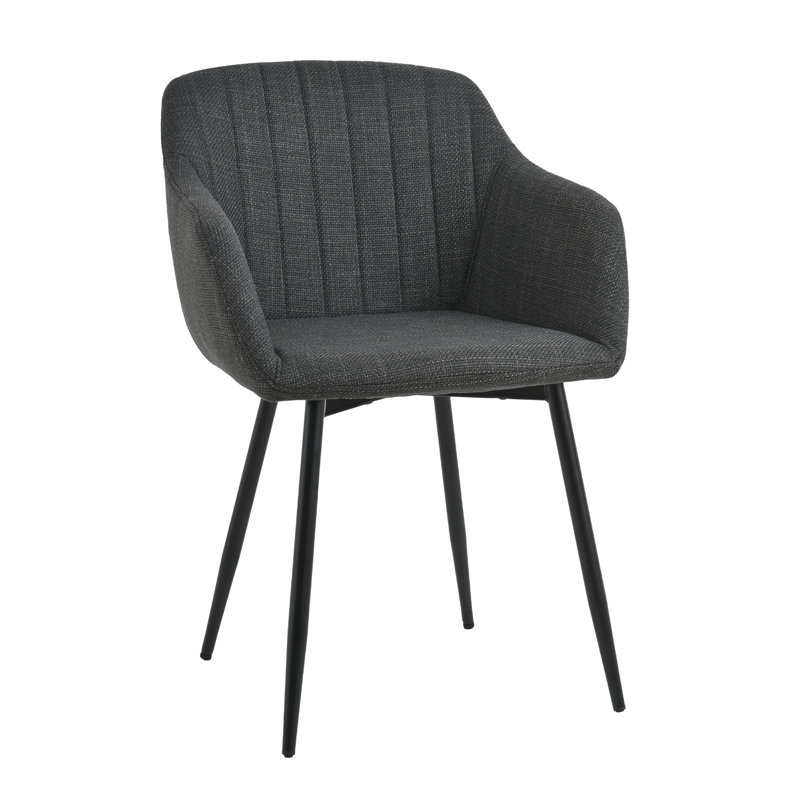 Ohio Upholstered Dining Chair, 2, Charcoal Grey Linen