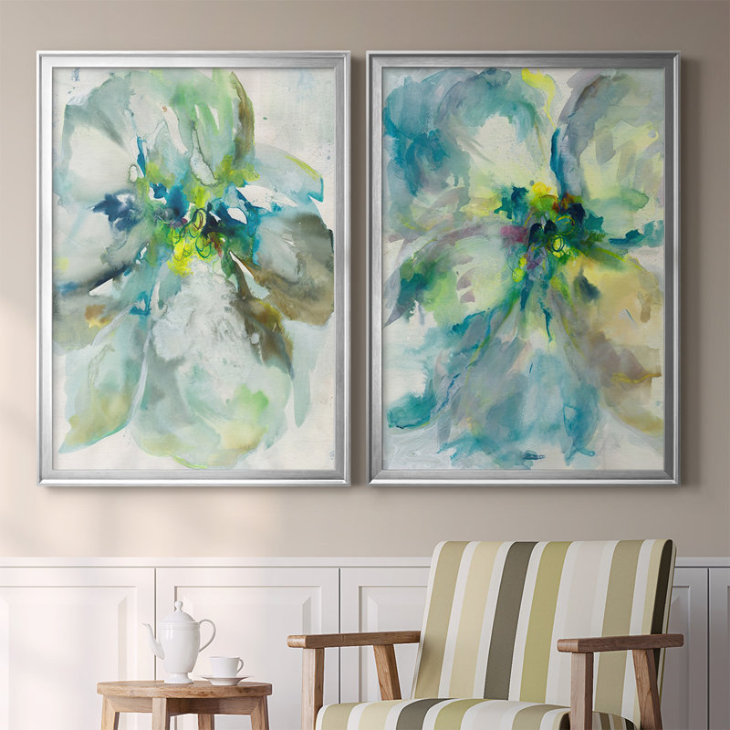 Peut-être Petunias I - ensemble de 2 reproductions d'art sur toile, H 36,5 po x l 53 po x P 1,25 po, Argent