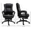 Fauteuil à dossier haut en cuir Pu pour bureau - hauteur réglable, repose-pieds rétractable, largeur de 26,75 po, dossier noir, hauteur du siège de 43,75 po à 47,75 po, fonctionnel