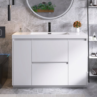 48 po Meuble-lavabo autoportant à simple cuve avec comptoir