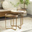 Ensemble de tables d'appoint en bois rondes et perlées avec support en métal doré