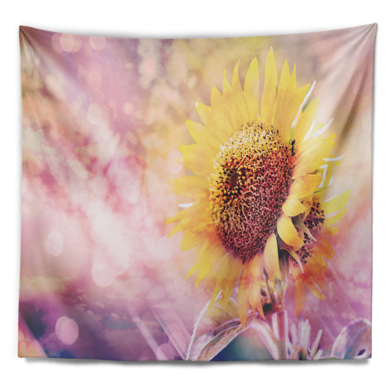 Tapisserie florale tournesol avec effet arc-en-ciel, H 32 po x l 39 po
