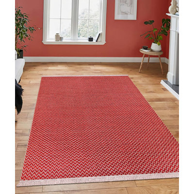 Tapis tissé rouge de qualité supérieure (4 pi x 6 pi), 100% jute et chenille, d'une hauteur de poils de 0,3 po | Semelle antidérapante en jute de coton, 400 000 fils | Aspirateur, idéal pour le salon et la chambre à coucher, durable et élégant