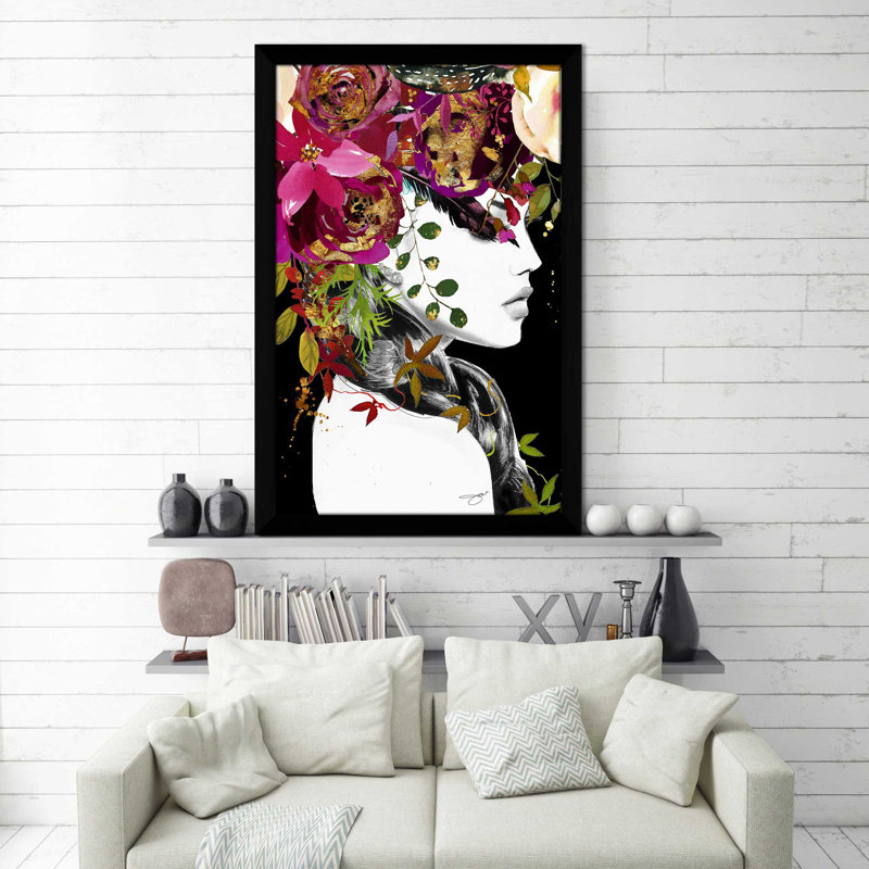 «Flower Model (Vertical)» par Jodi - impression, Cadre noir, H 49,5 po x l 33,5 po x P 1 po