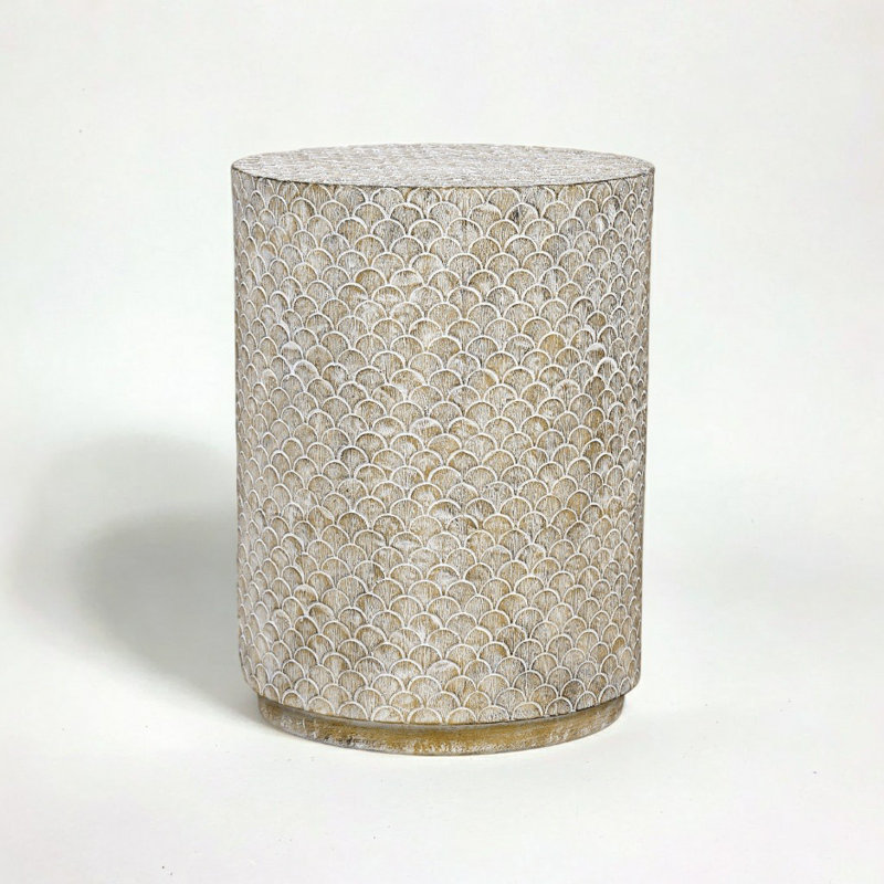 Cicenia End Table, Beige Top/Beige Base, 19.1" H x 14.2" W x 14.2" D