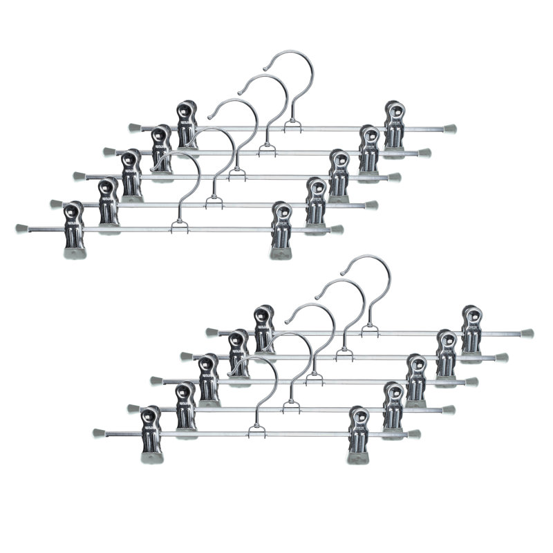 Cintre pour pantalons antidérapant avec pinces, H 3 po x l 12 po x P 1,12 po, Argent