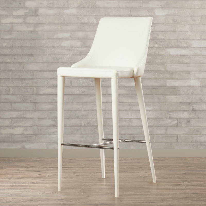 Bohy Upholstered Counter Stool with Metal Frame, White