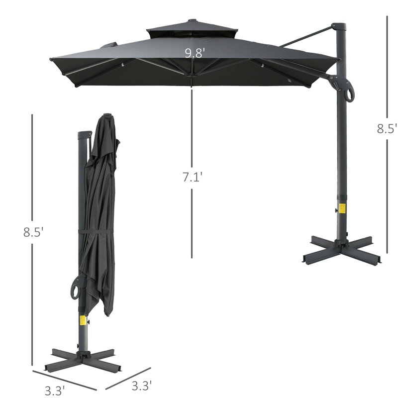 Parasol de patio 10 pieds gris