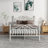Queen Metal Platform Bed with Candle-style Headboard and Footboard, Under-Bed Storage, Easy Assembly, White-72567971-72567970