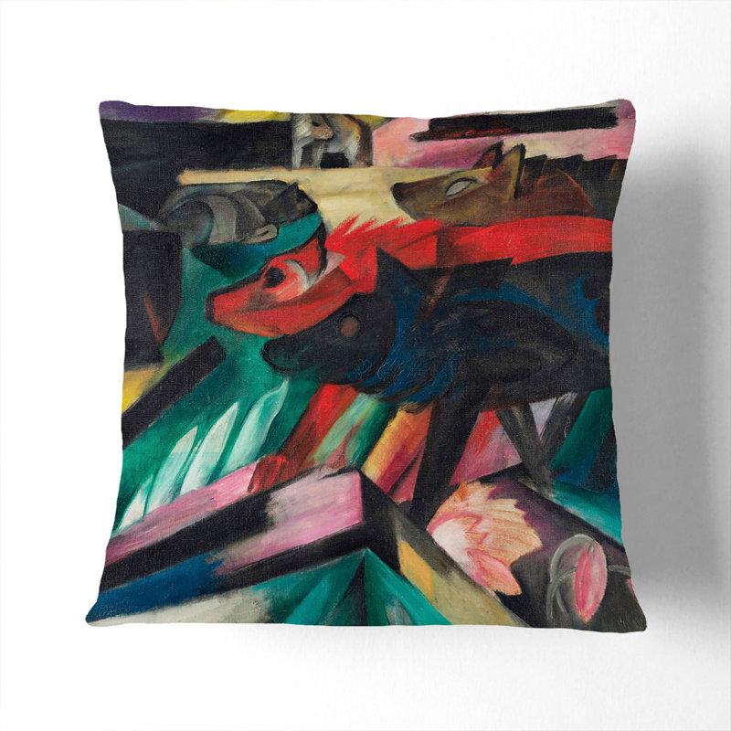 The Wolves Scatter Cushion with Filling, Black, 40cm H x 40cm W x 15cm D