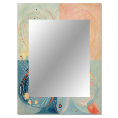 Cosmic Rebirth Vintage Spiritual Illustration VI - Abstract Painting Mirror, Pink Decorative Wall Mirror, Printed Metal Art