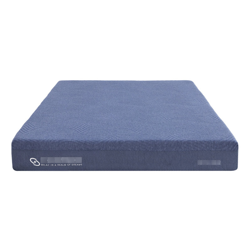 Lit simple à matelas en mousse de 8 pouces, mémoire D2,5, roulé et tissu bleu doux