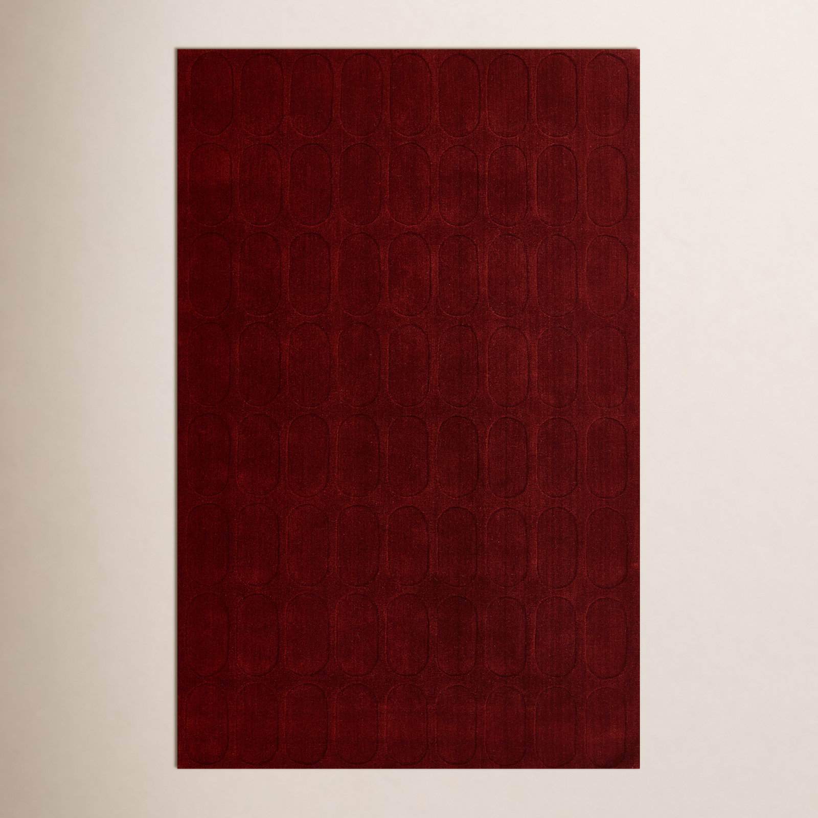 Mazzi Burgundy Hand-Loomed Geometric Wool Rug, Rectangle 6' x 9'