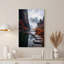 Art mural sur toile, "Misty Mountain River" avec marches de pierre et arbres d'automne-632799995