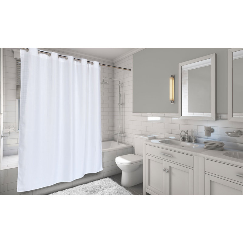 Maplewood Vinyl Solid Colour Shower Curtain, White, 75" H x 70" W