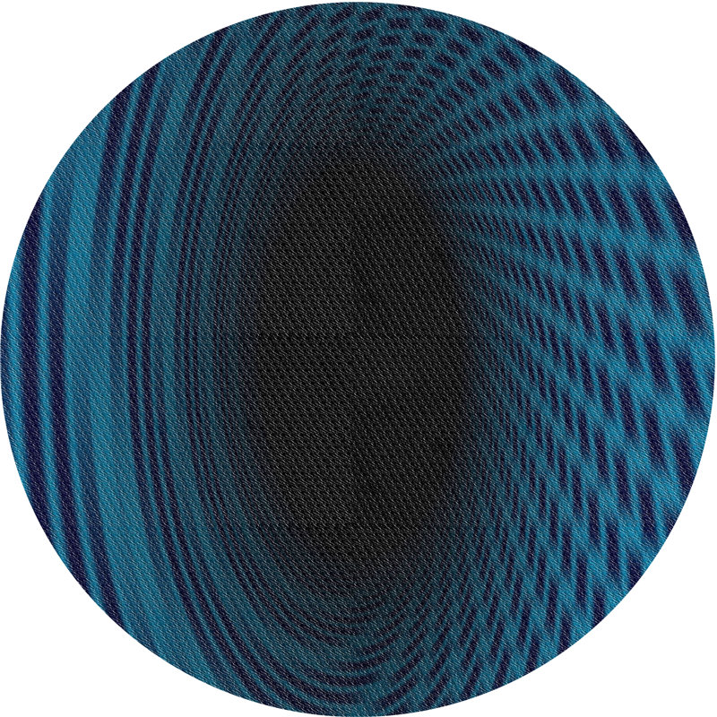 Tapis bleu/noir tissé à la machine, Rond 5 pi