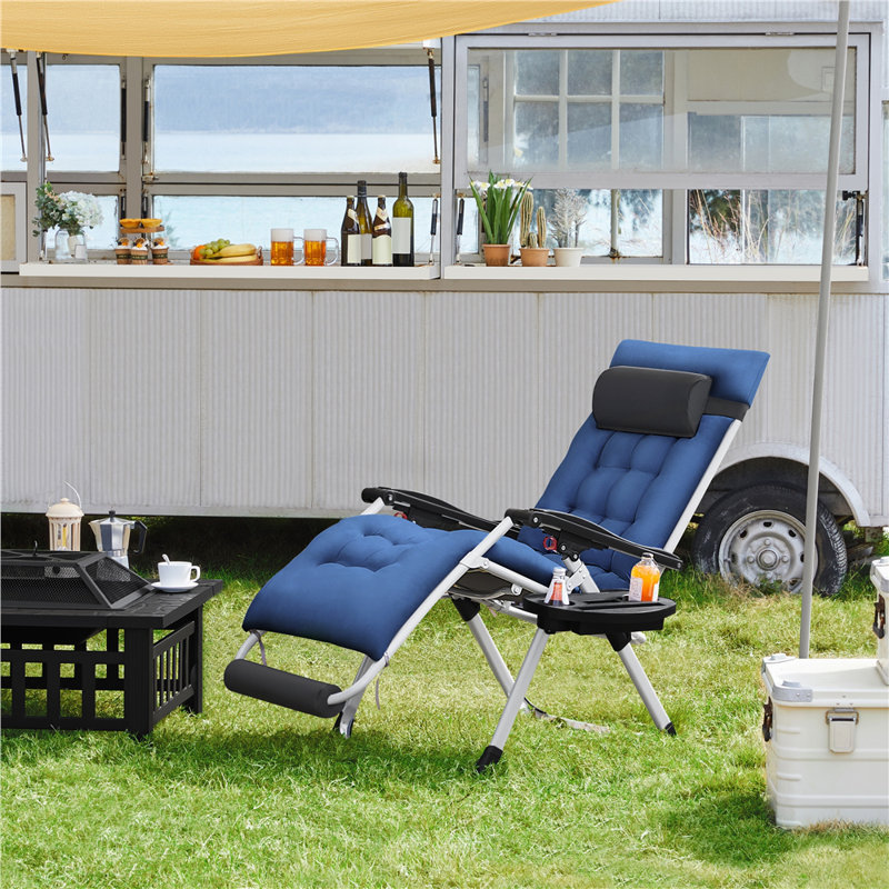 Heanor Recliner, White, Navy Blue