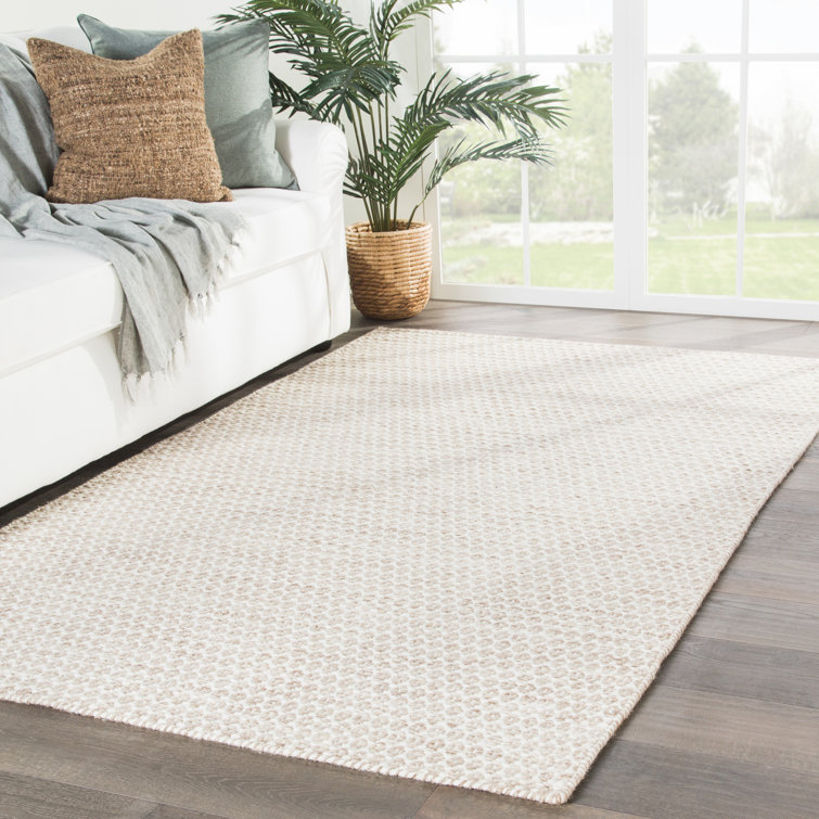 Eladio Wool Geometric Area Rug in Ivory
