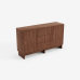 Buffet 47,2 po à rayures en grain de noyer, 2 portes à ouverture par pression et 3 tiroirs, armoire de rangement de style campagnard pour la salle à manger, mobilier d'appoint pour le couloir