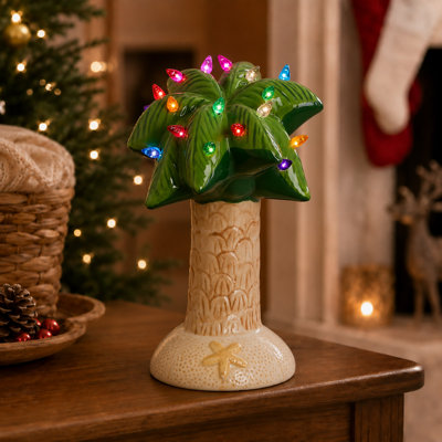 Lighted Christmas Palm Tree - Hawaiian Christmas Decorations - Ceramic Christmas Tree