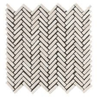 CNK Tile Cream Chevron Stone Mosaic Tile 12"X12" Natural Stone With Mesh Backing For Shower Wall Floor Backsplash Indoor & Outdoor