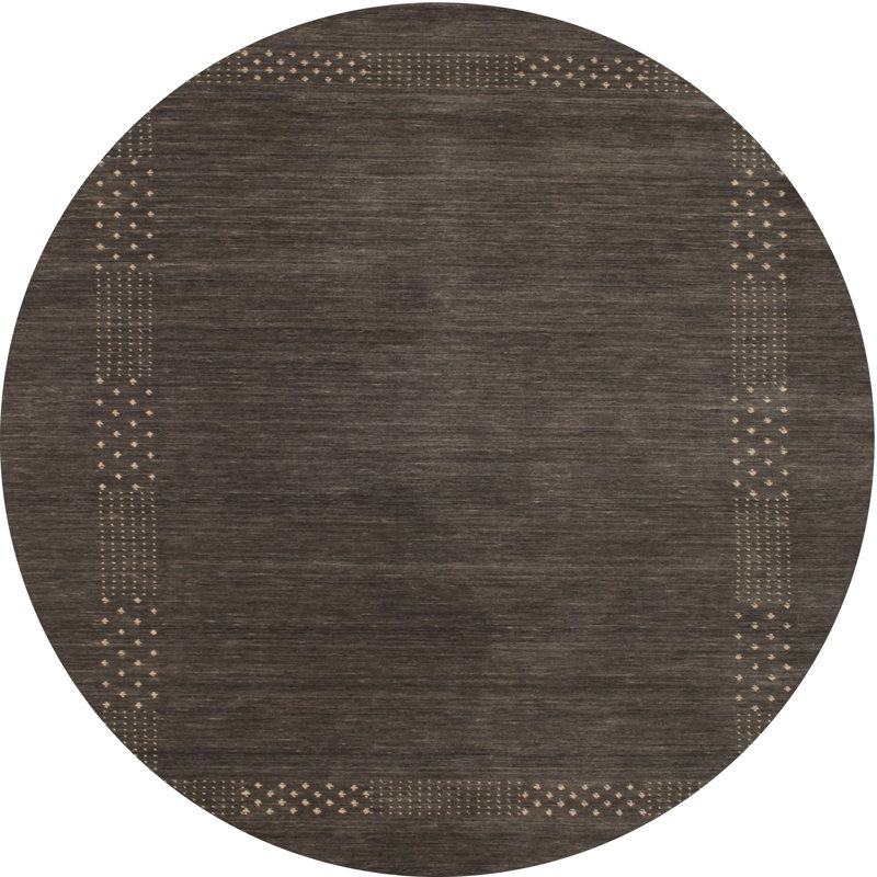 Tapis contemporain gris foncé, Rond 6 pi