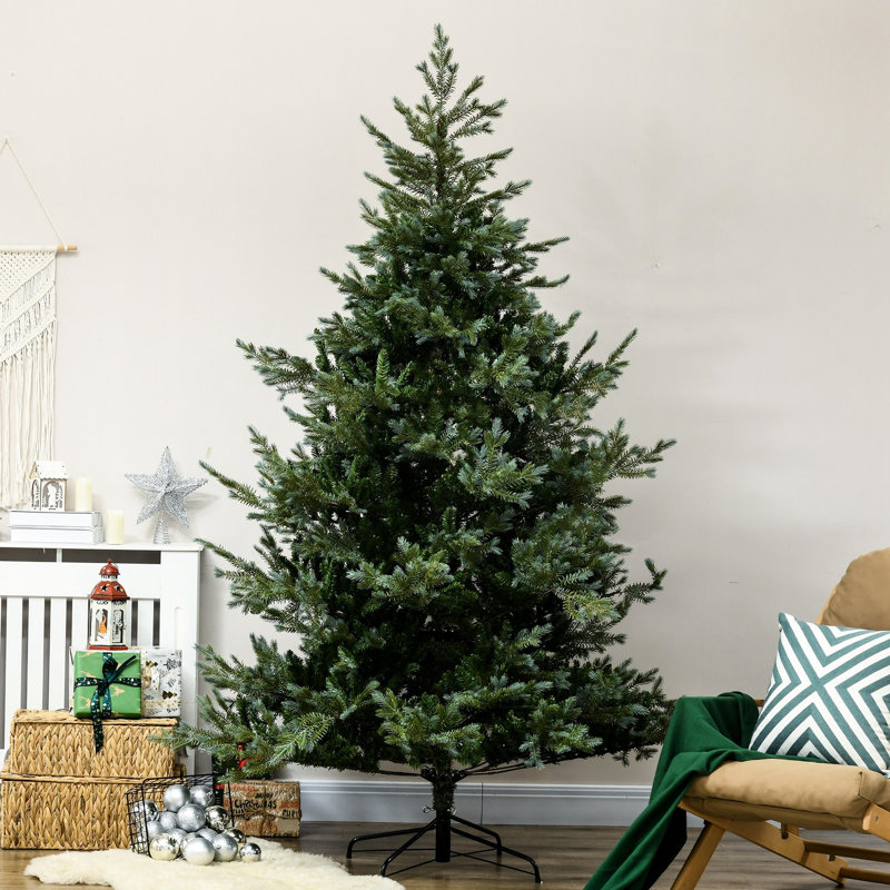 Arbre de Noël artificiel de 57 po de largeur, 1288 branches, ouverture automatique, ignifuge, base en métal légère de 7,5 pi avec branches, installation simple, acier